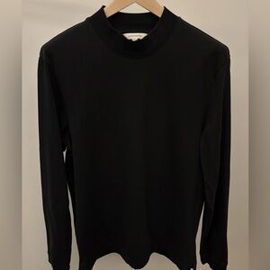 Club Monaco Mock Neck Long Sleeve Shirt Thick Cotton Black Slim Fit Large